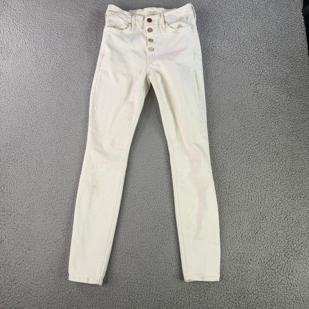 Mother The Pixie Jeans Women 27 Off-White High Rise Button Fly Skinny Denim‎